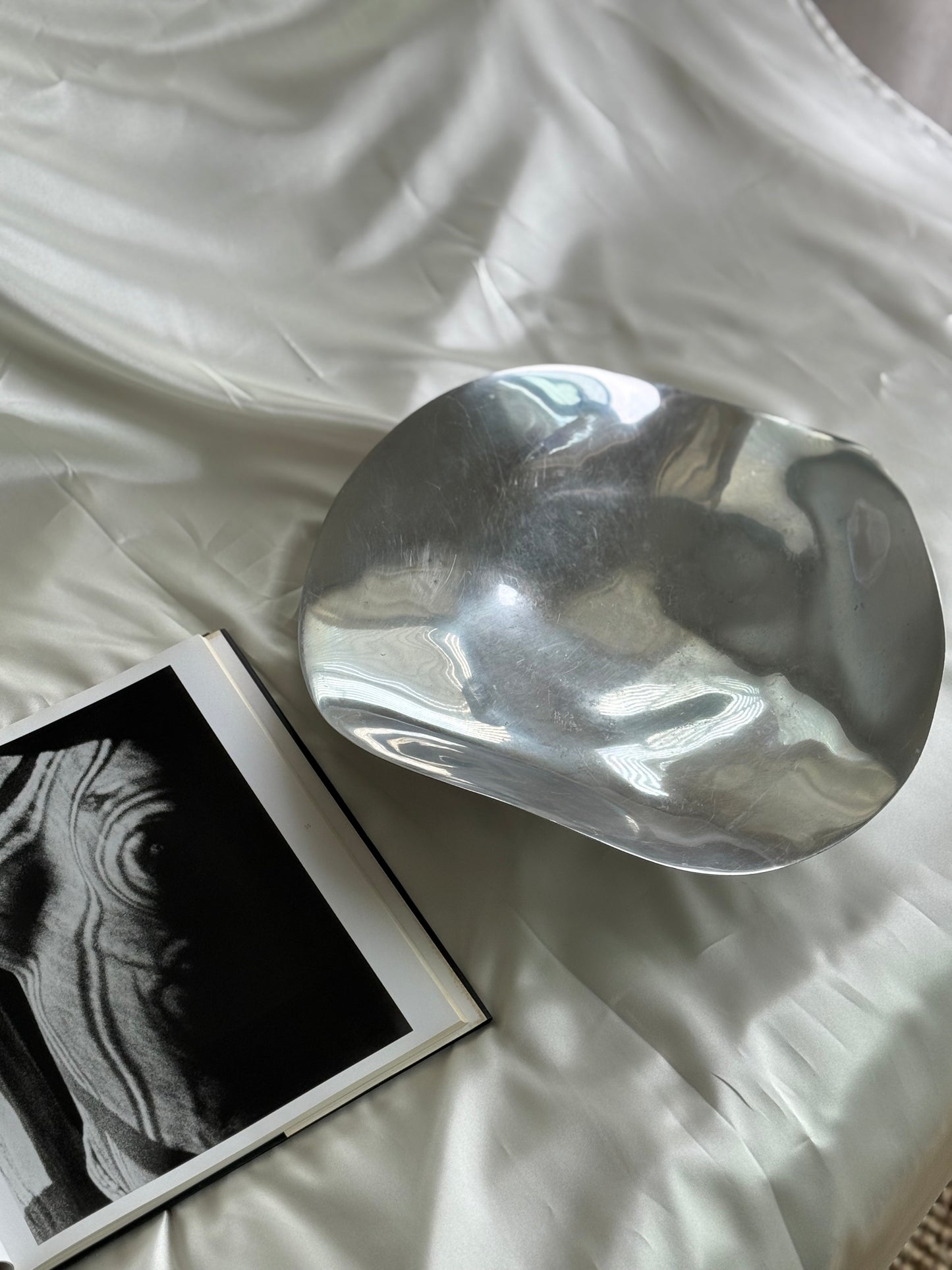 Footed Pewter Centerpiece Bowl – Biomorphic Wave Tray