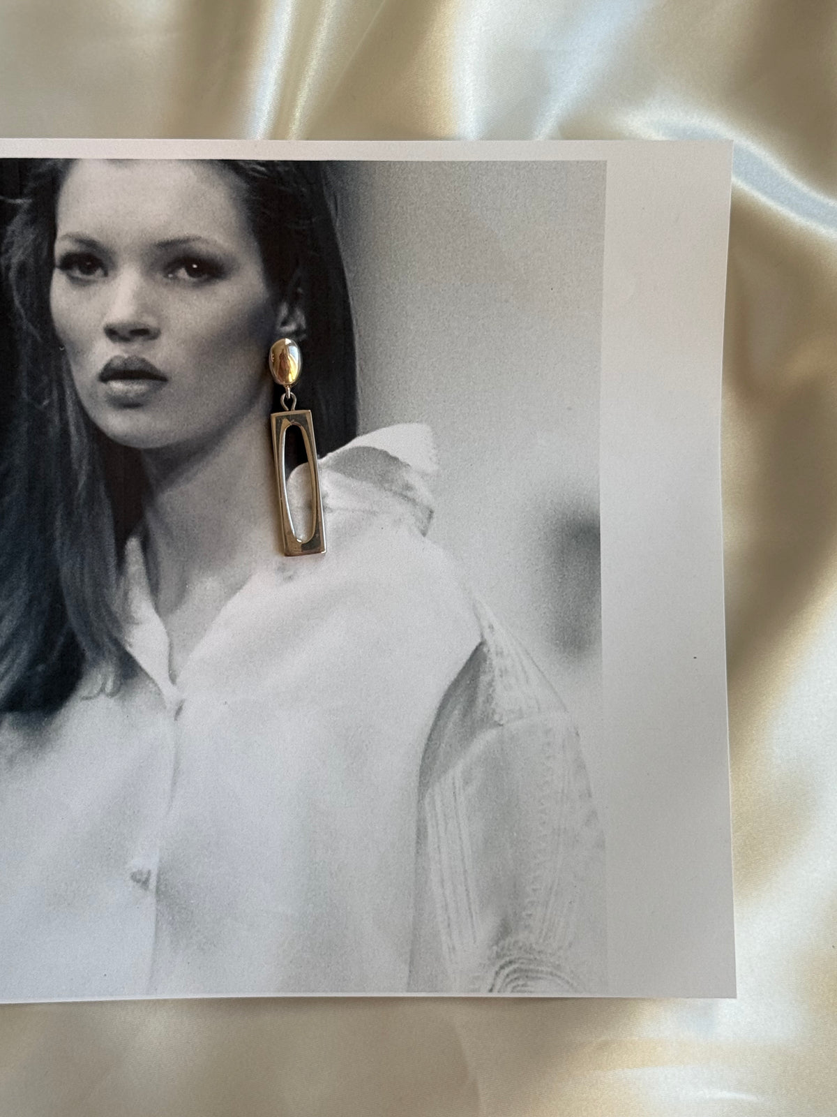 Vintage Silver-Plated Modernist Drop Earrings