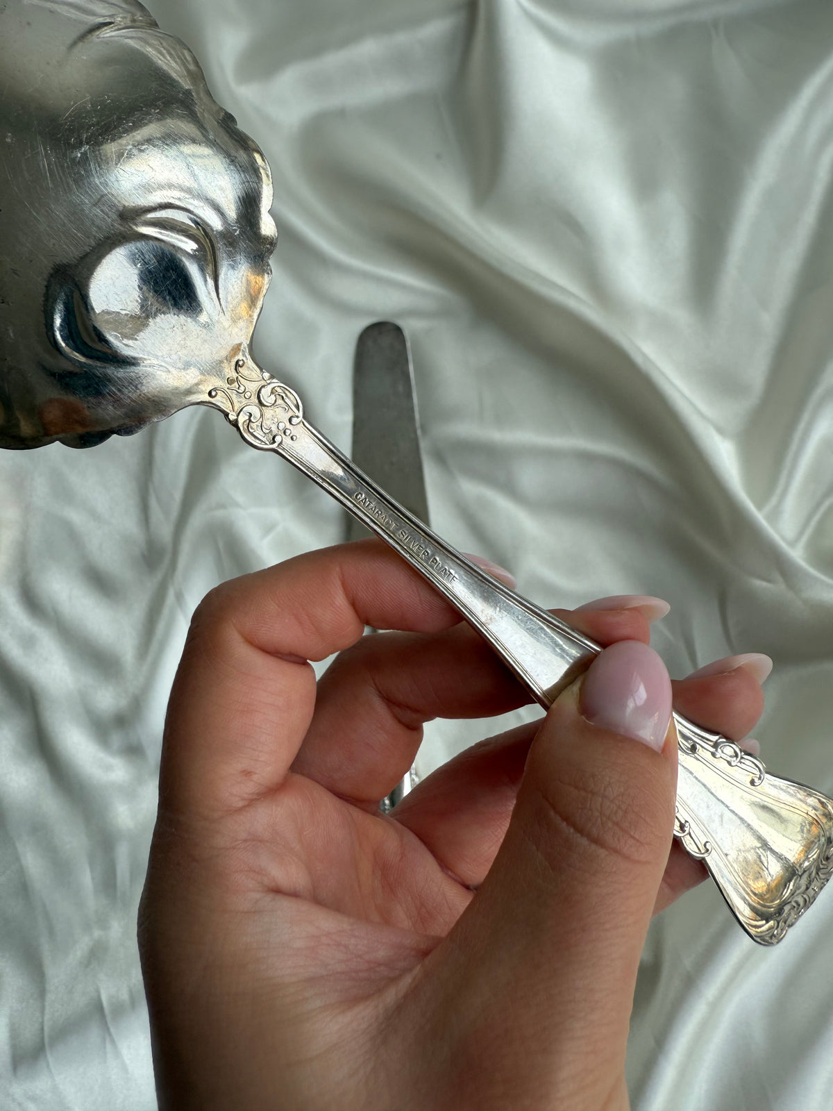 Vintage Silver-Plated Cake Server & Serving Spoon – Set of Two