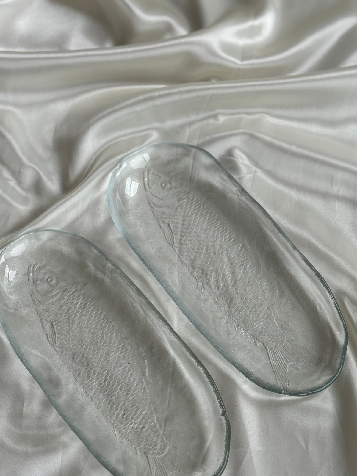Vintage Clear Glass Fish Serving Dishes