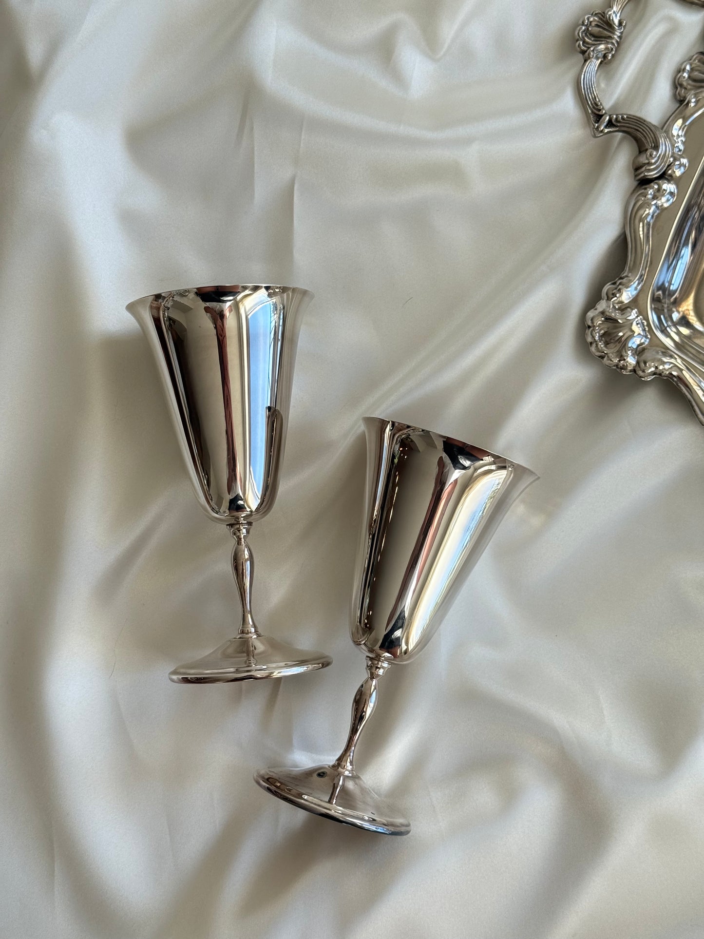 Set of 4 Vintage Silver-Plated Champagne Goblets