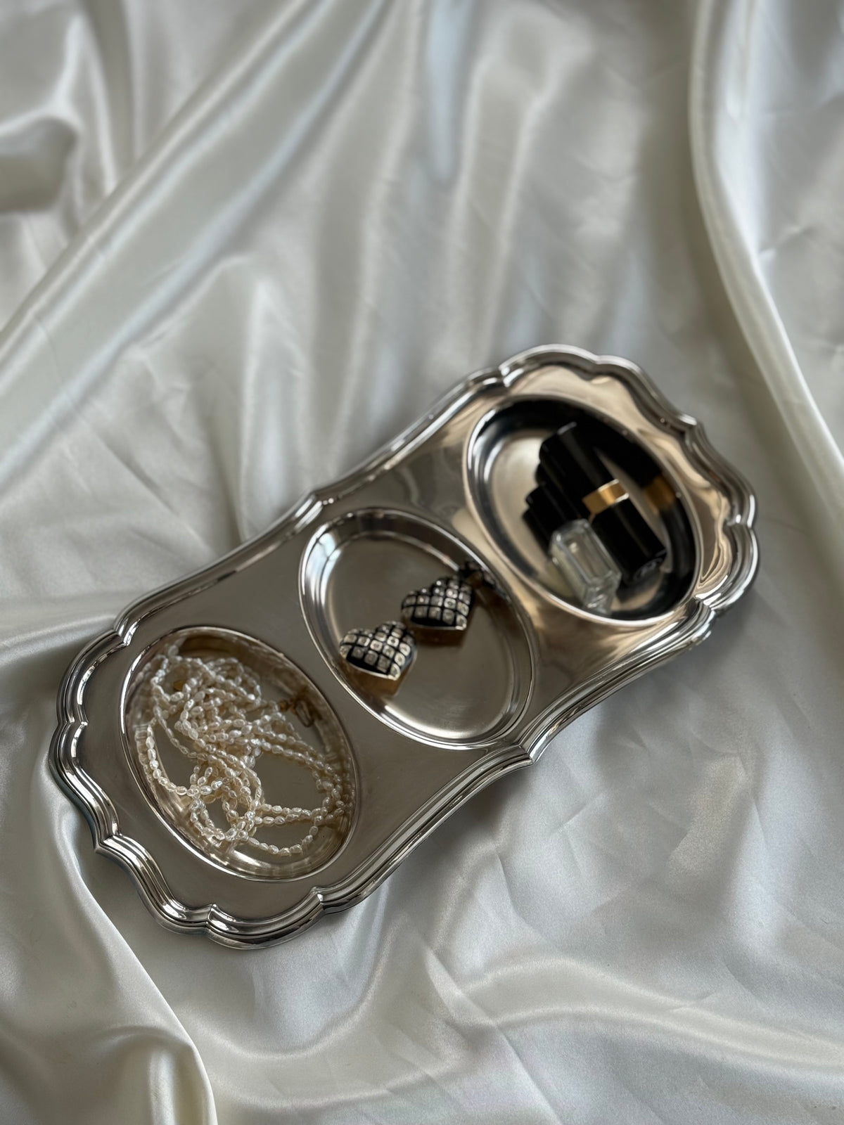 Vintage Silver Plated Triple Compartment Serving Tray / Jewelry Organizer
