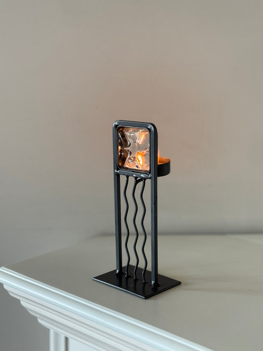 sculptural metal candle holder