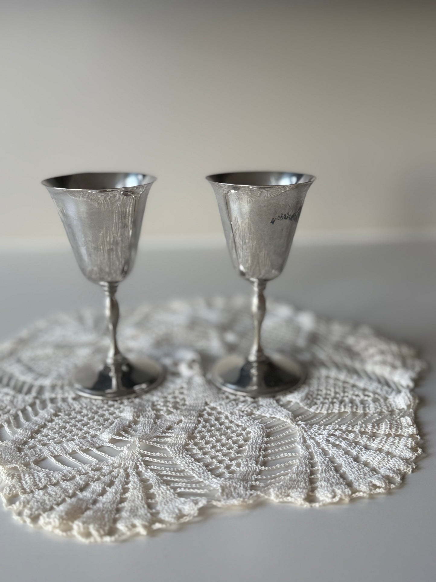 Pair of Vintage “Primrose Plate” Silver-Plated Goblets