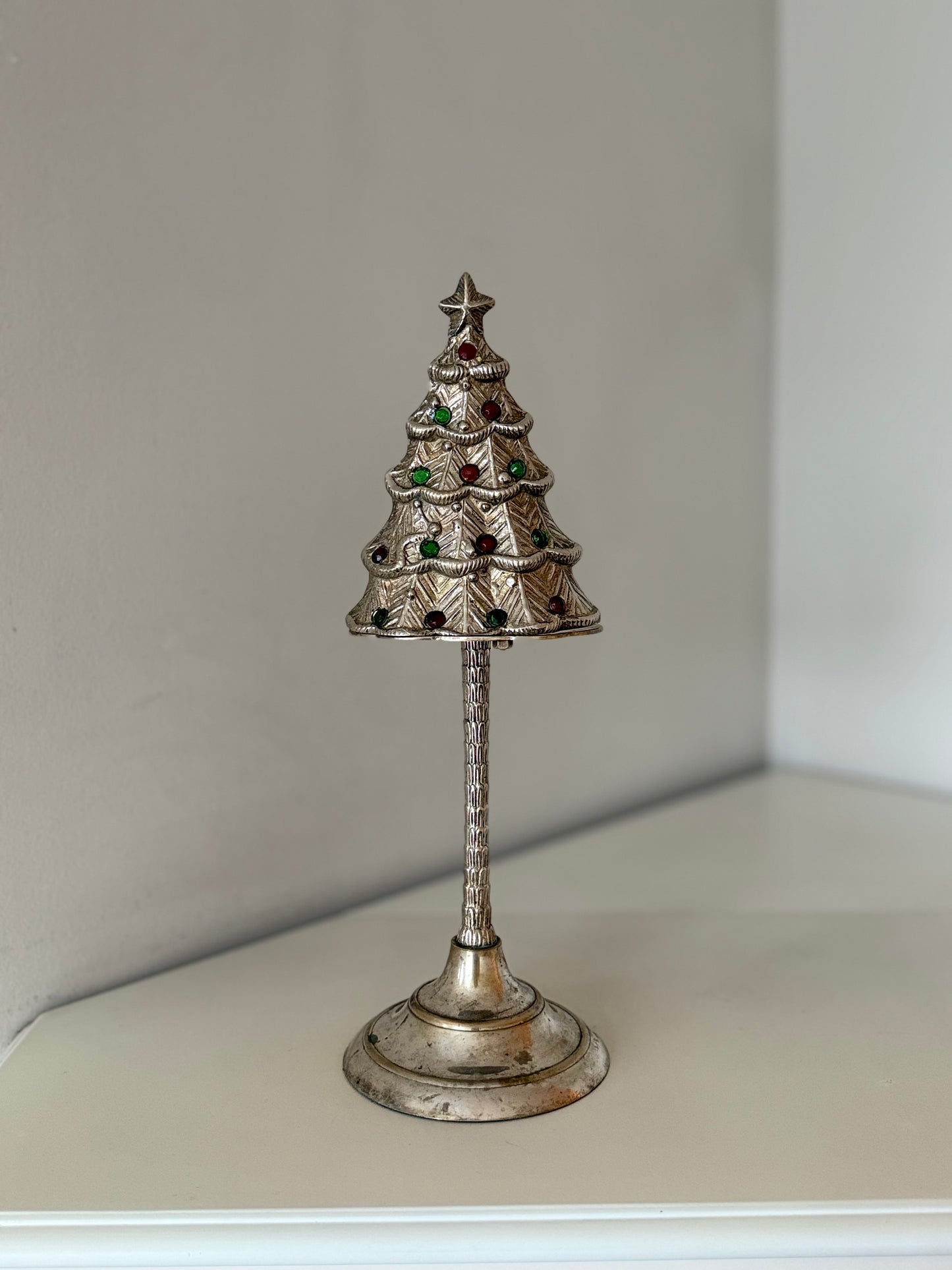 Vintage Silver-Plated Christmas Tree Candleholder