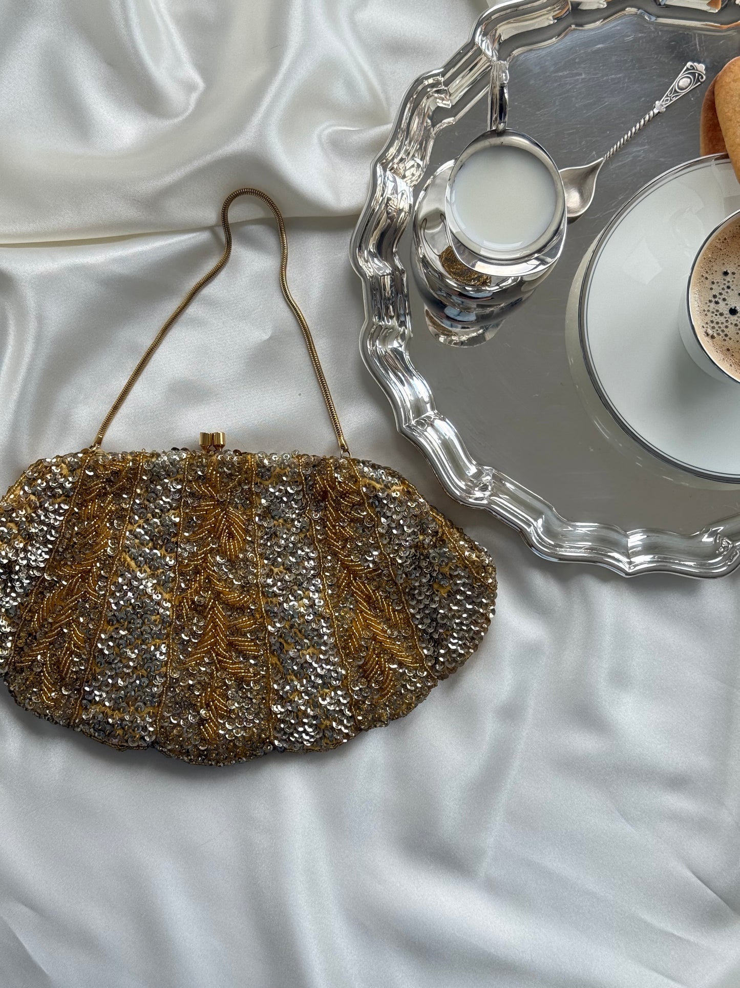 Vintage Beaded Evening Bag – Gold & Silver