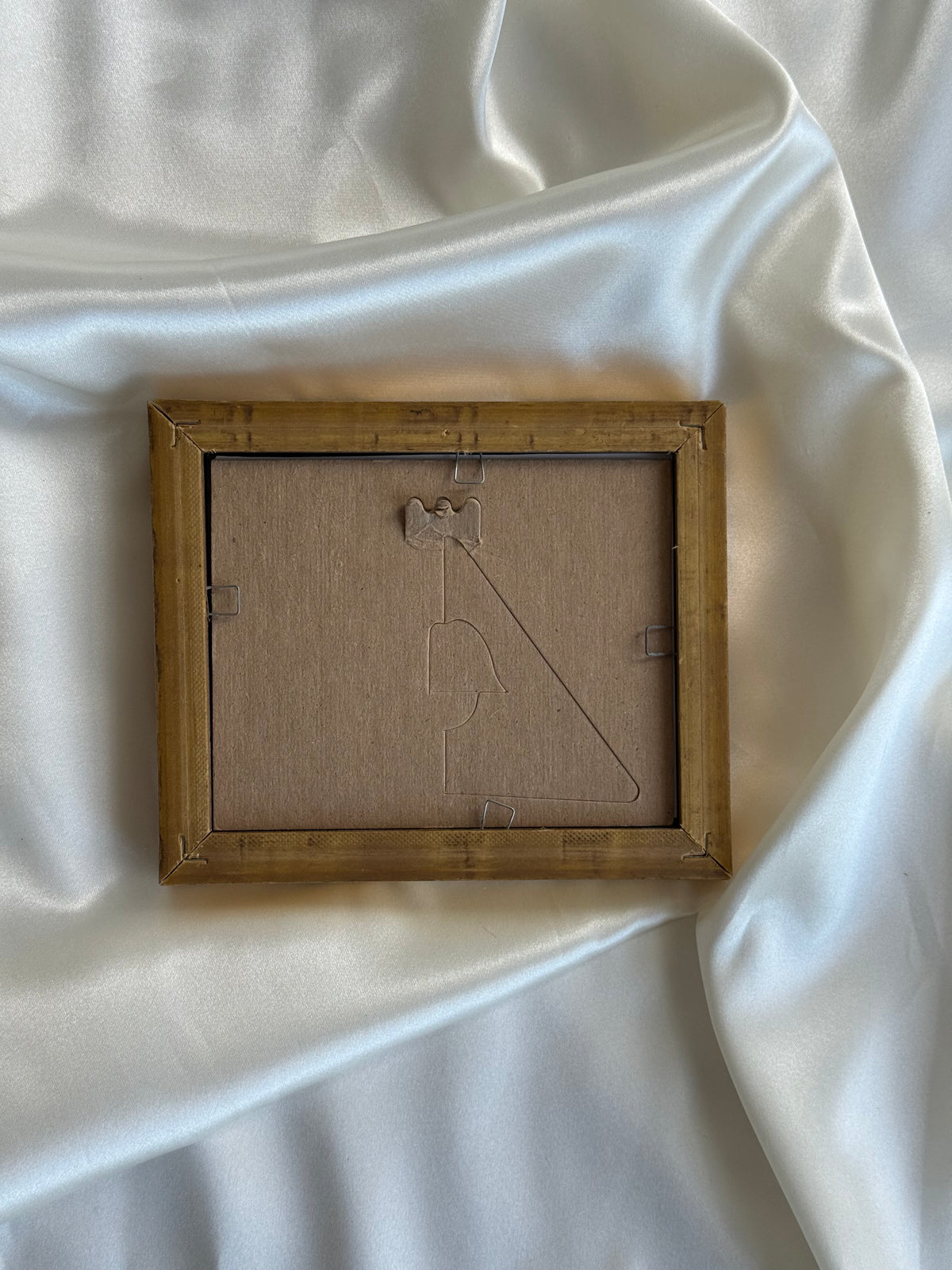 Vintage Gold-Tone Wooden Frame with Miniature Art Print