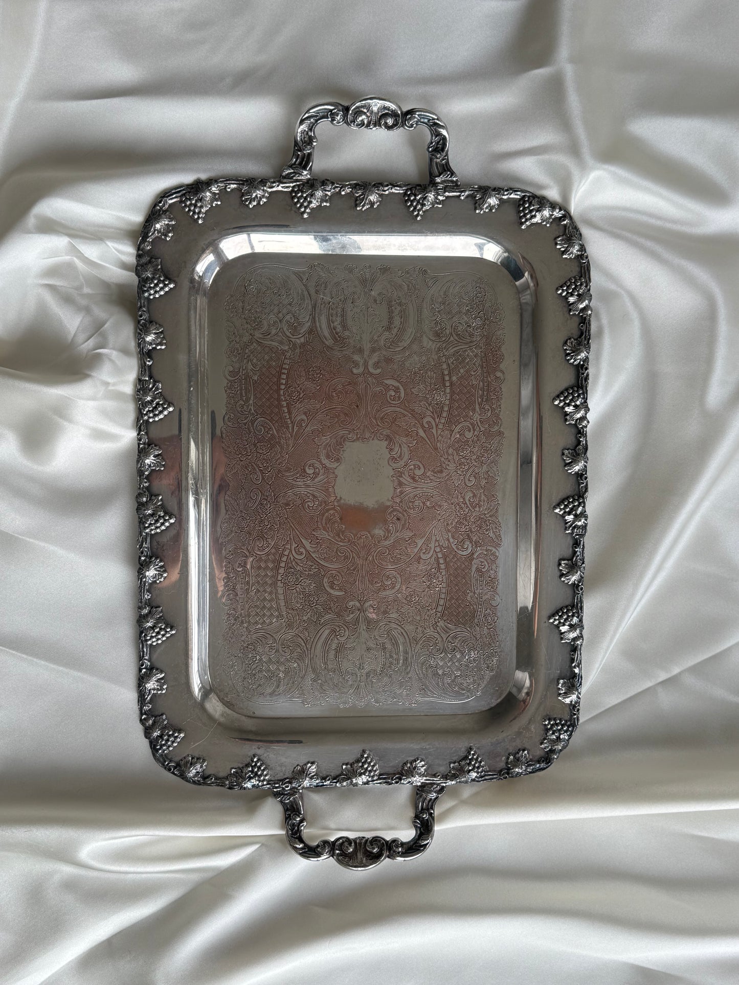 Ornate Vintage Silver-Plated Serving Tray