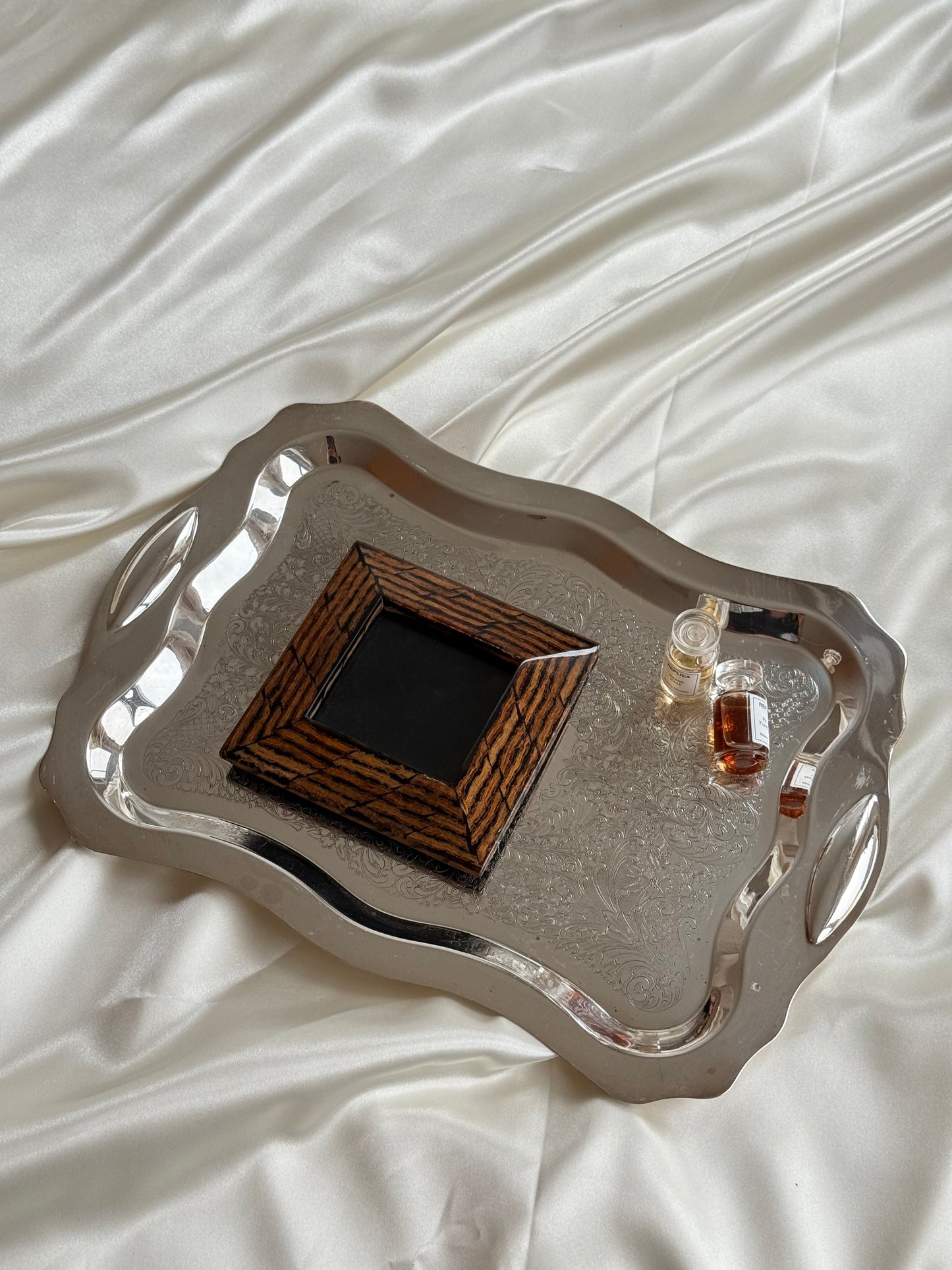 Vintage Silver-Plated Engraved Serving Tray