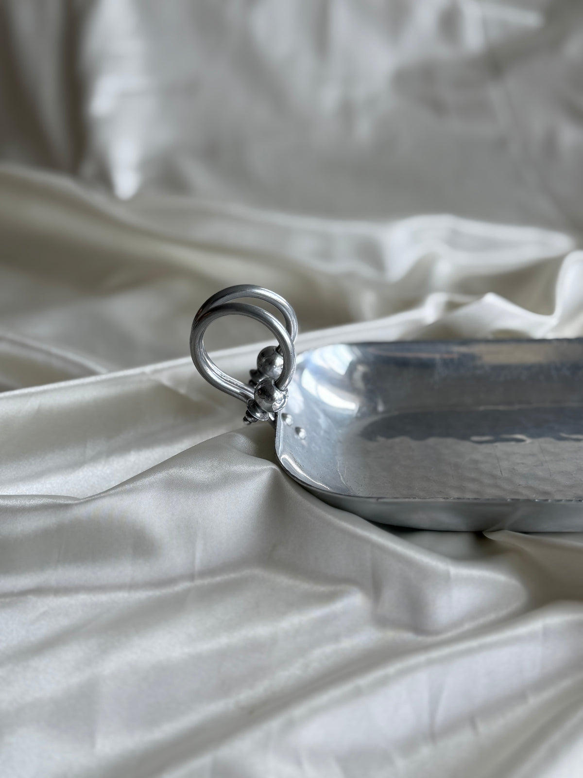 Vintage Buenilum Hand-Wrought Aluminum Tray with Sculptural Handles
