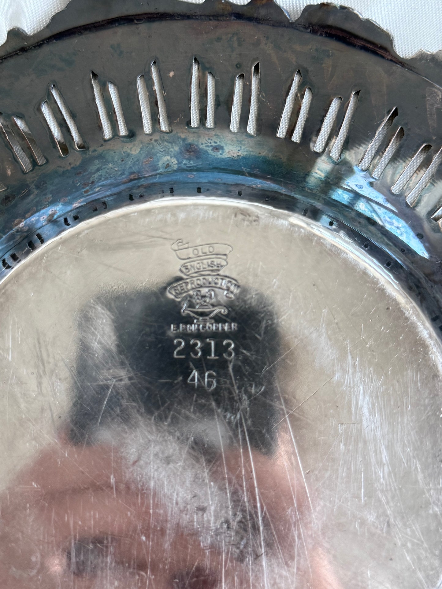 Vintage Old English Reproduction Silver-Plated Pierced Tray – EP on Copper