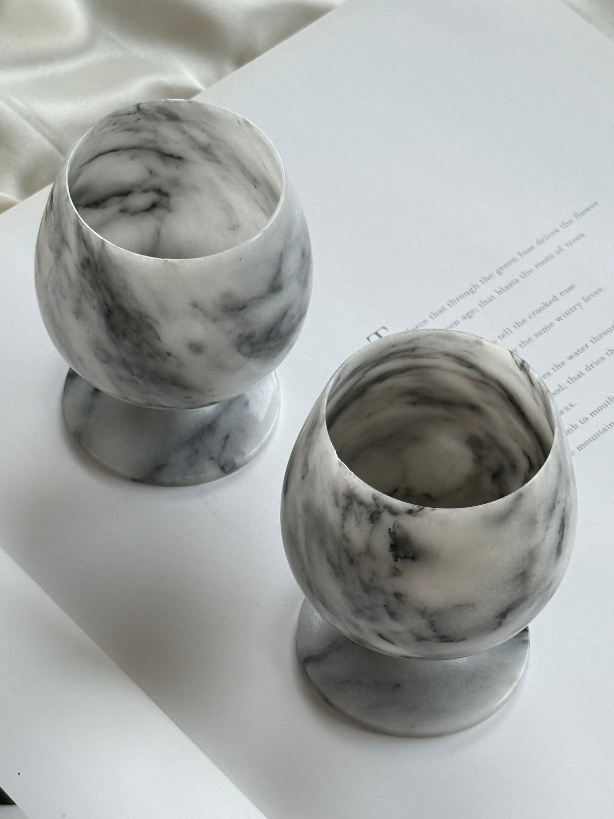 Pair of Vintage Solid Marble Goblets