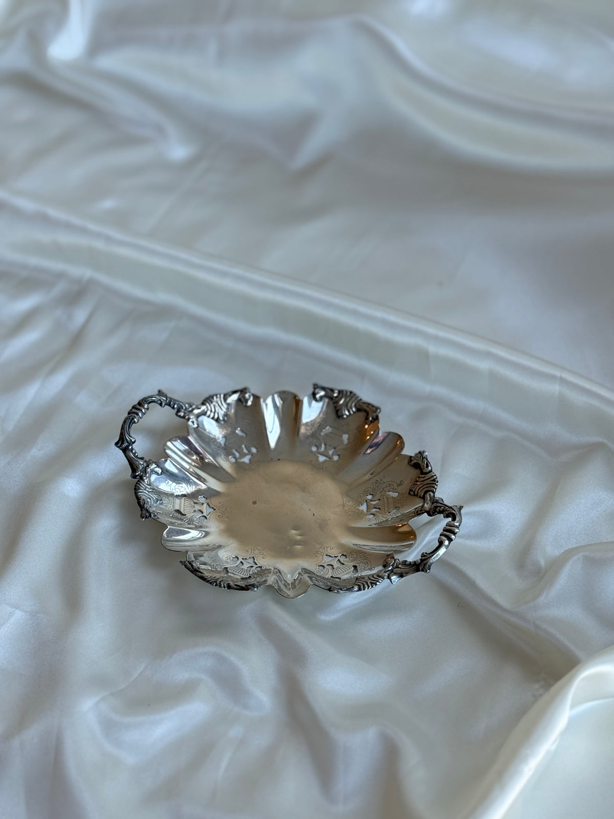 Vintage Silver-Plated Pierced Bonbon Dish