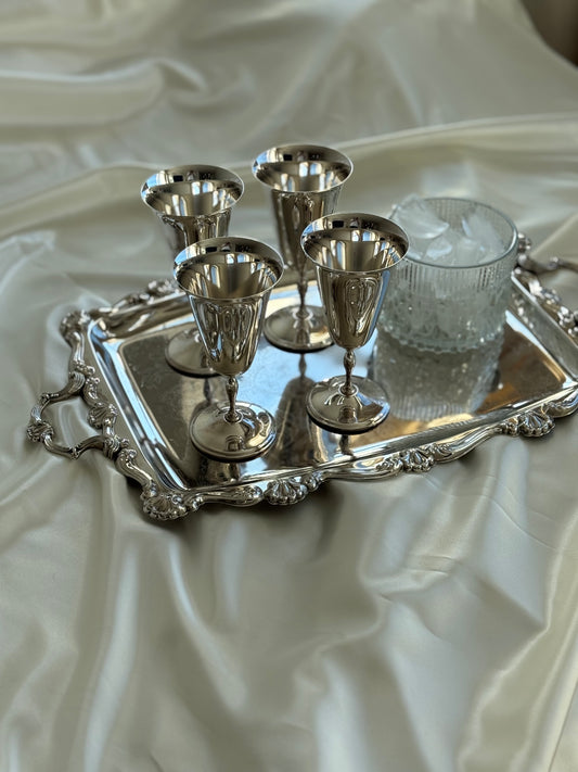 Set of 4 Vintage Silver-Plated Champagne Goblets