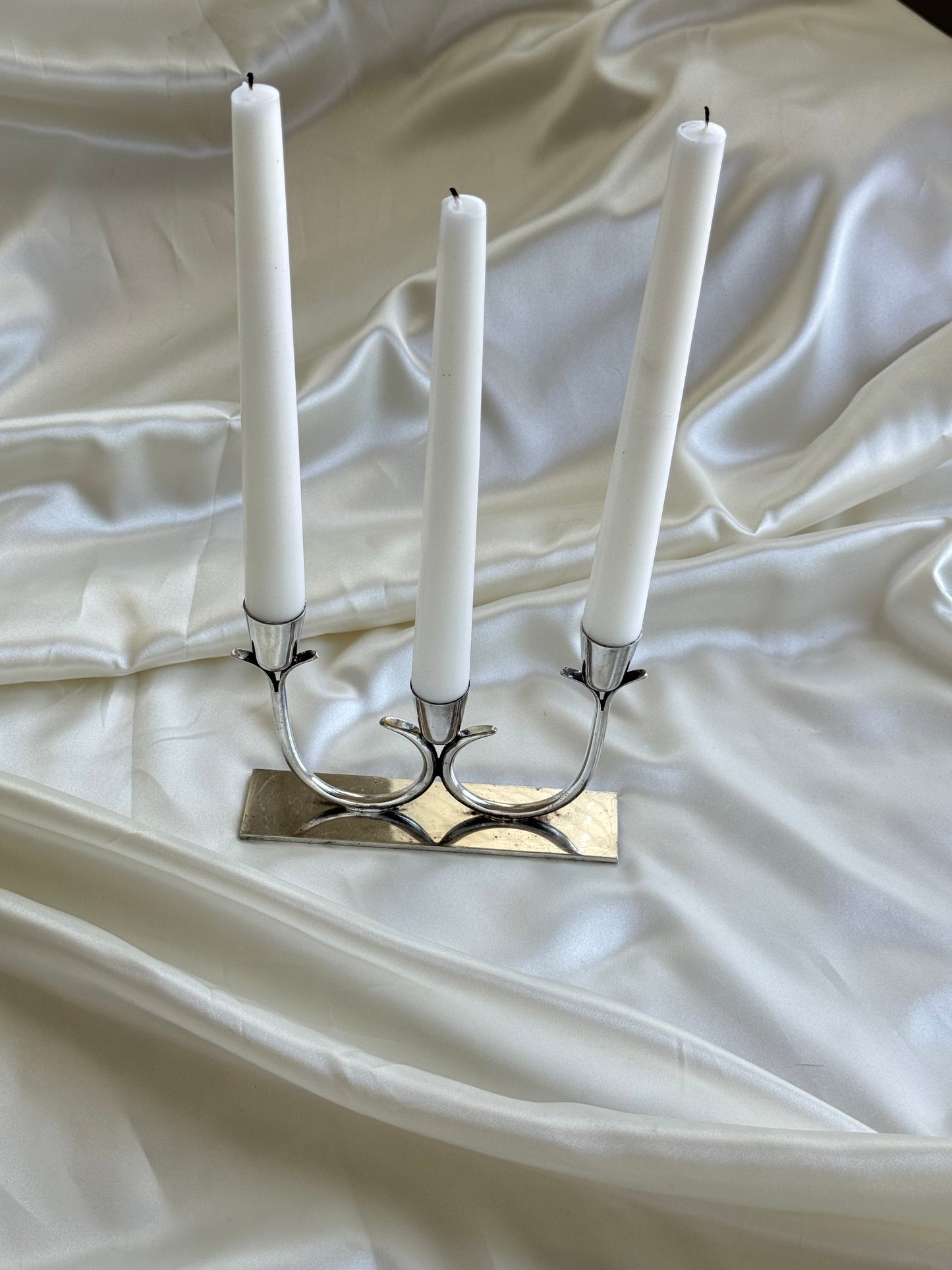 Vintage Silver Plated Triple Candle Holder / Candelabra