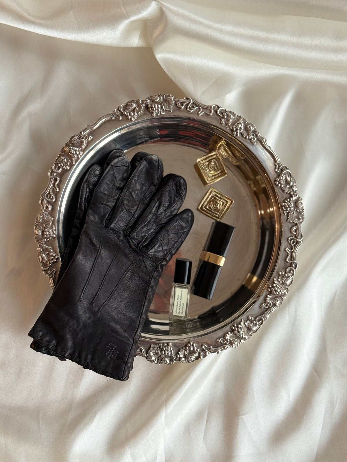 Vintage Silver-Plated Grape & Vine Serving Bowl