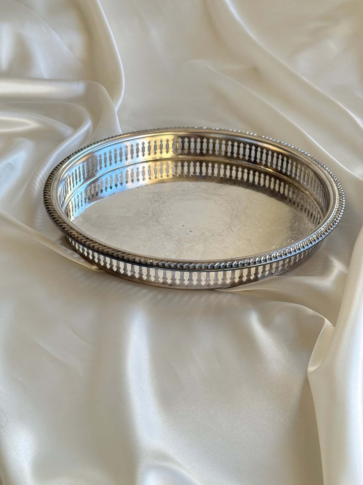 Vintage Silver-Plated Gallery Tray