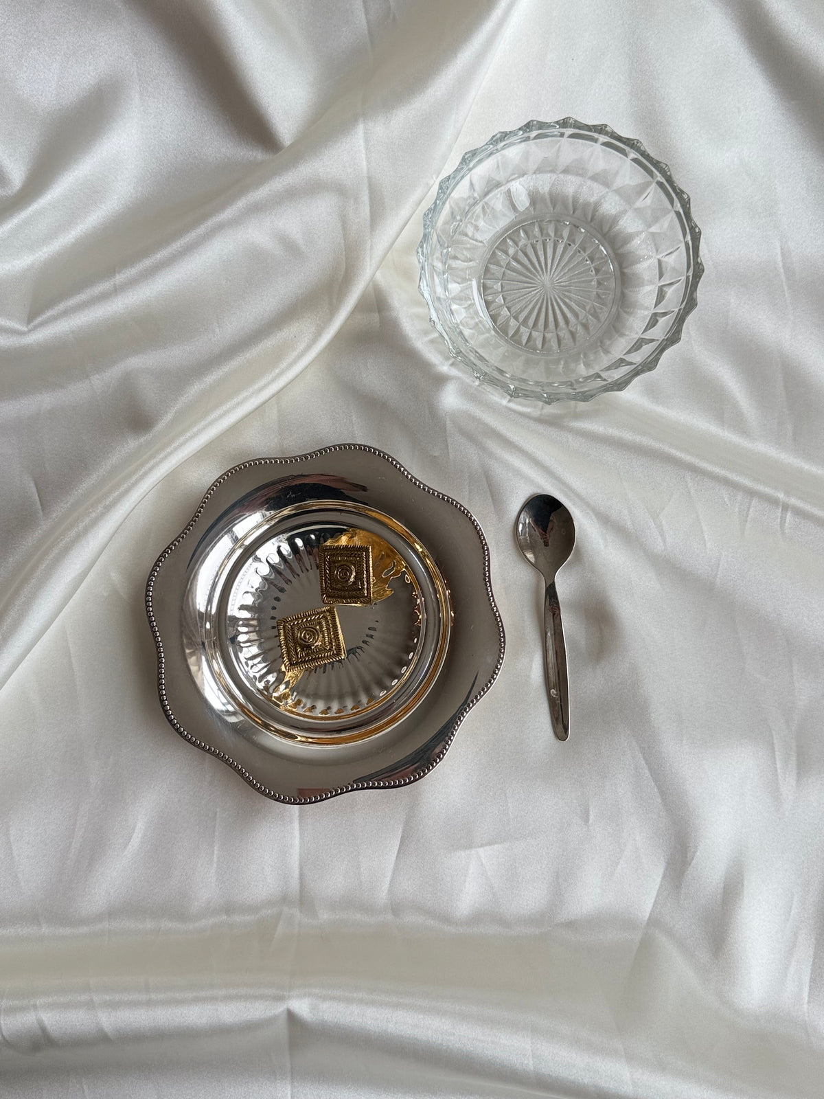 Vintage Silver-Plated & Crystal Serving Bowl with Spoon | Viking Plate