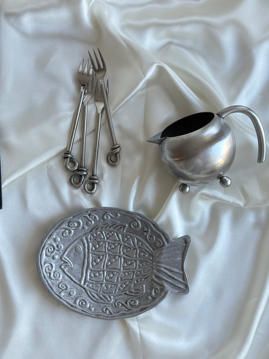 Vintage Cast Metal Fish Dish / Trinket Tray