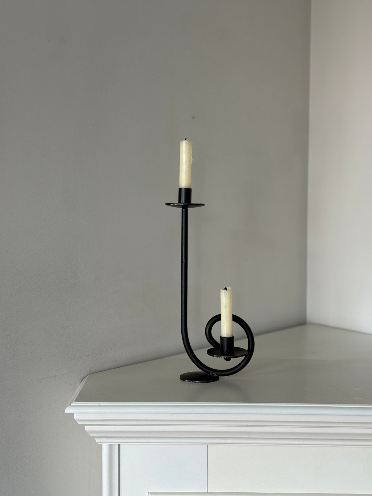 Vintage Black Sculptural Double Candle Holder