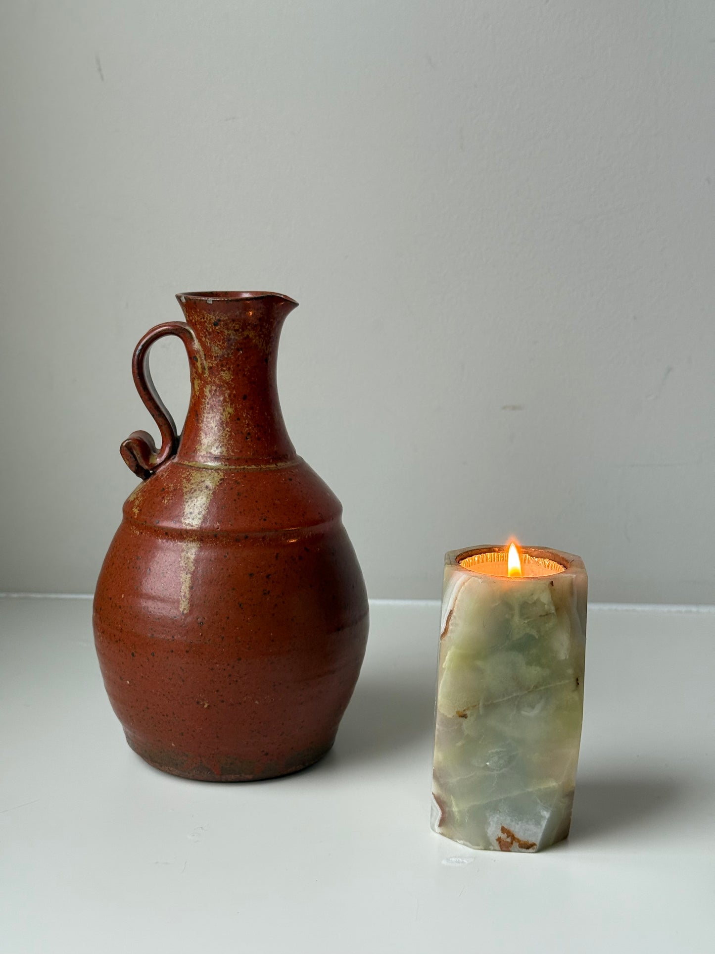 Vintage Ceramic vase sculptural handle