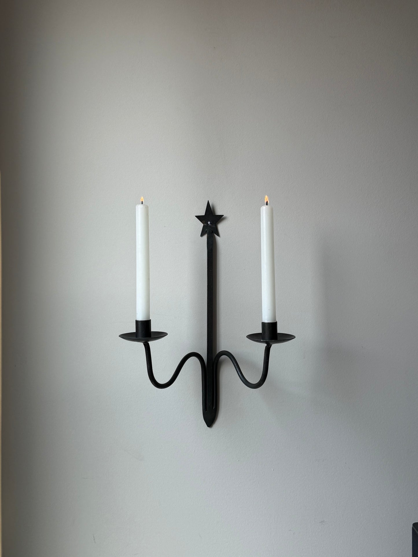 Vintage Wrought Iron Double Wall Sconce