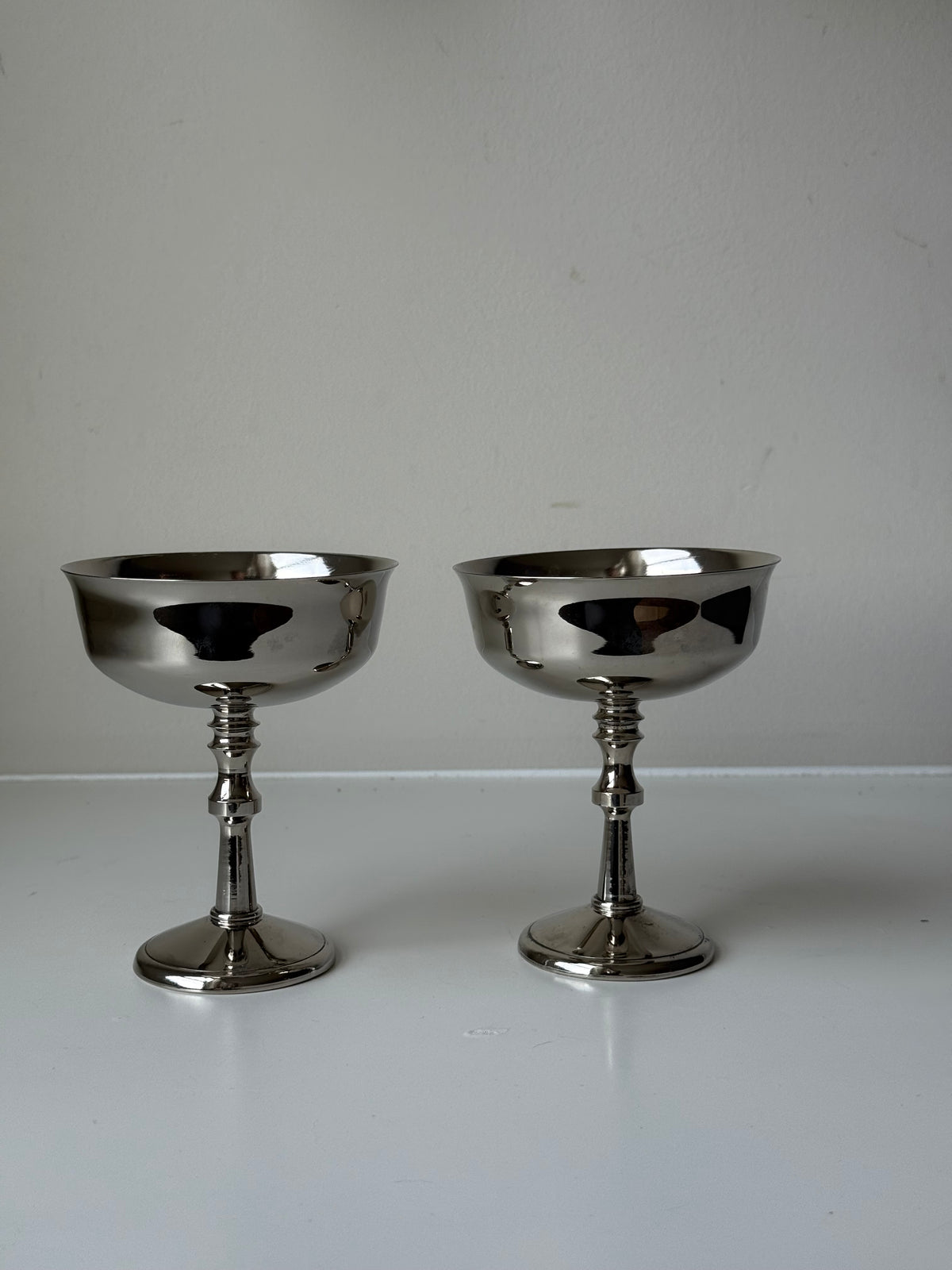 Vintage Silver Plated Brass Champagne Coupes – Set of 2