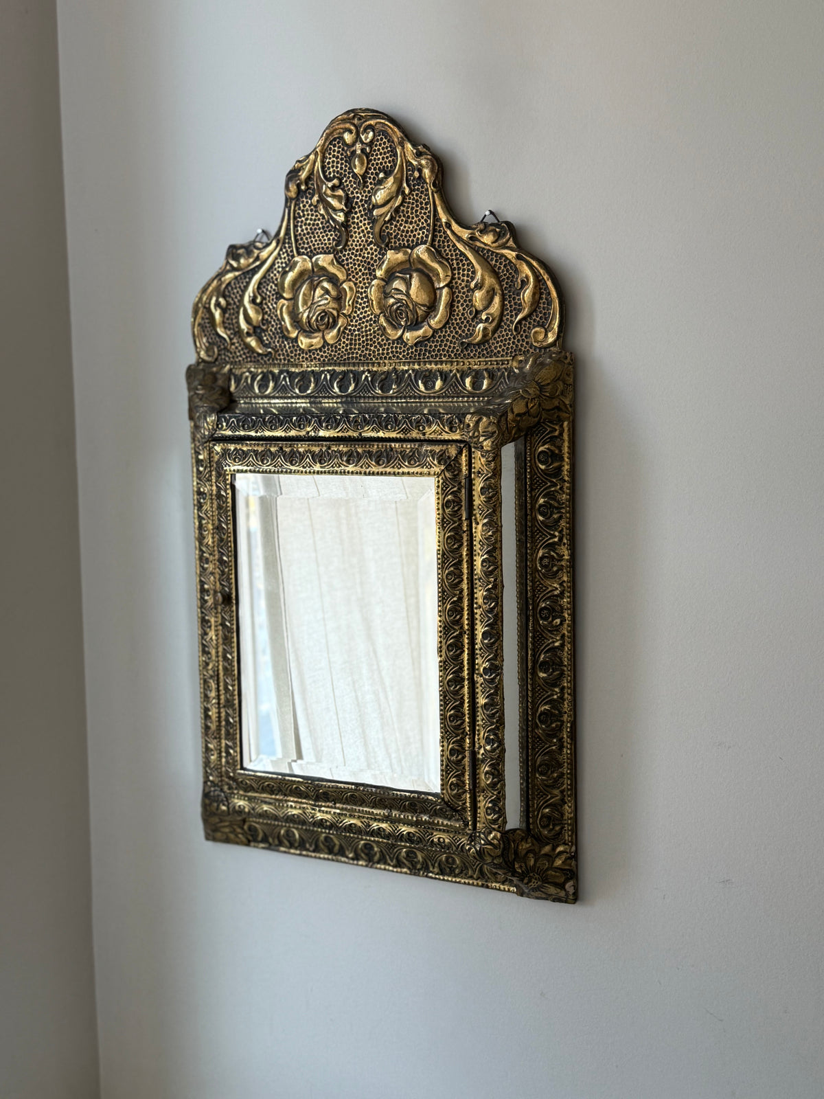 Antique Dutch Art Nouveau Brass Mirror Cabinet with Original Brushes | Circa 1900