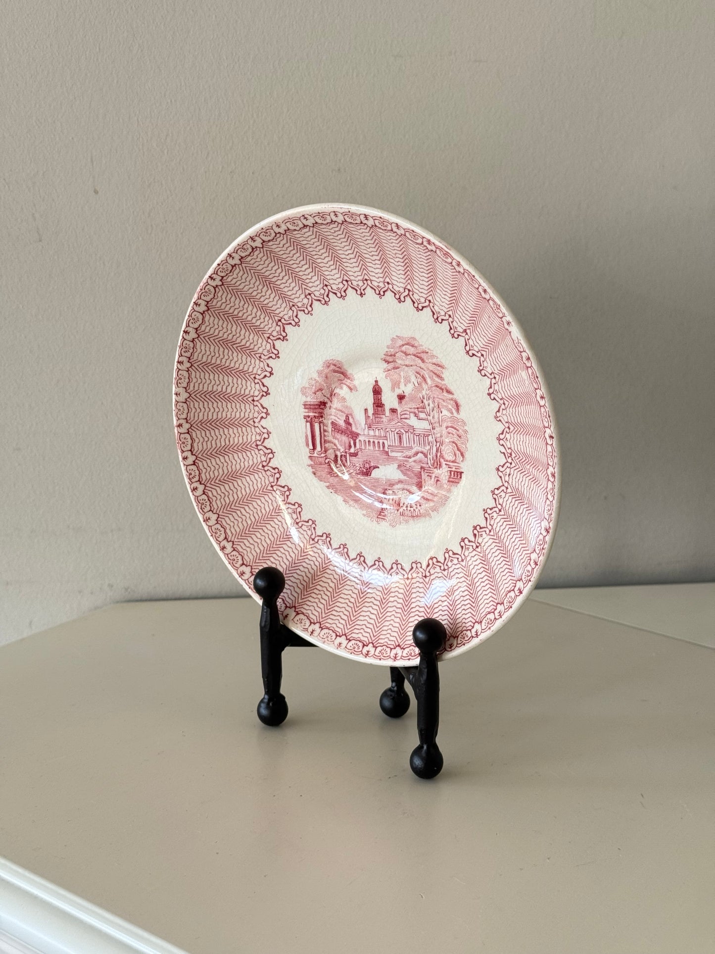 Vintage English Transferware Plate – Romantic Pastoral Scene