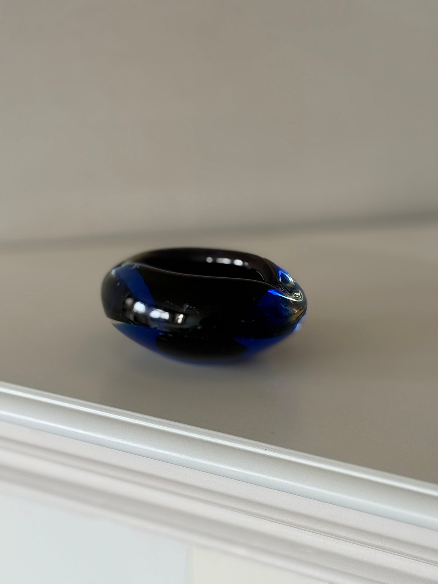 Vintage Cobalt Blue Art Glass Eye Ashtray