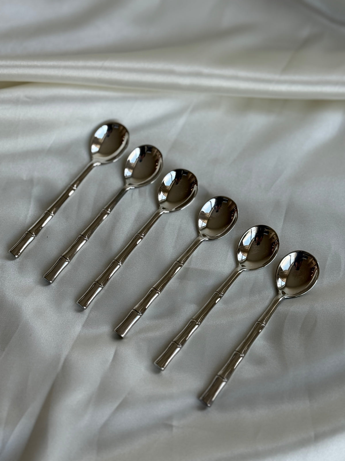 Vintage Silver Plated Bamboo Handle Teaspoons – Set of 6