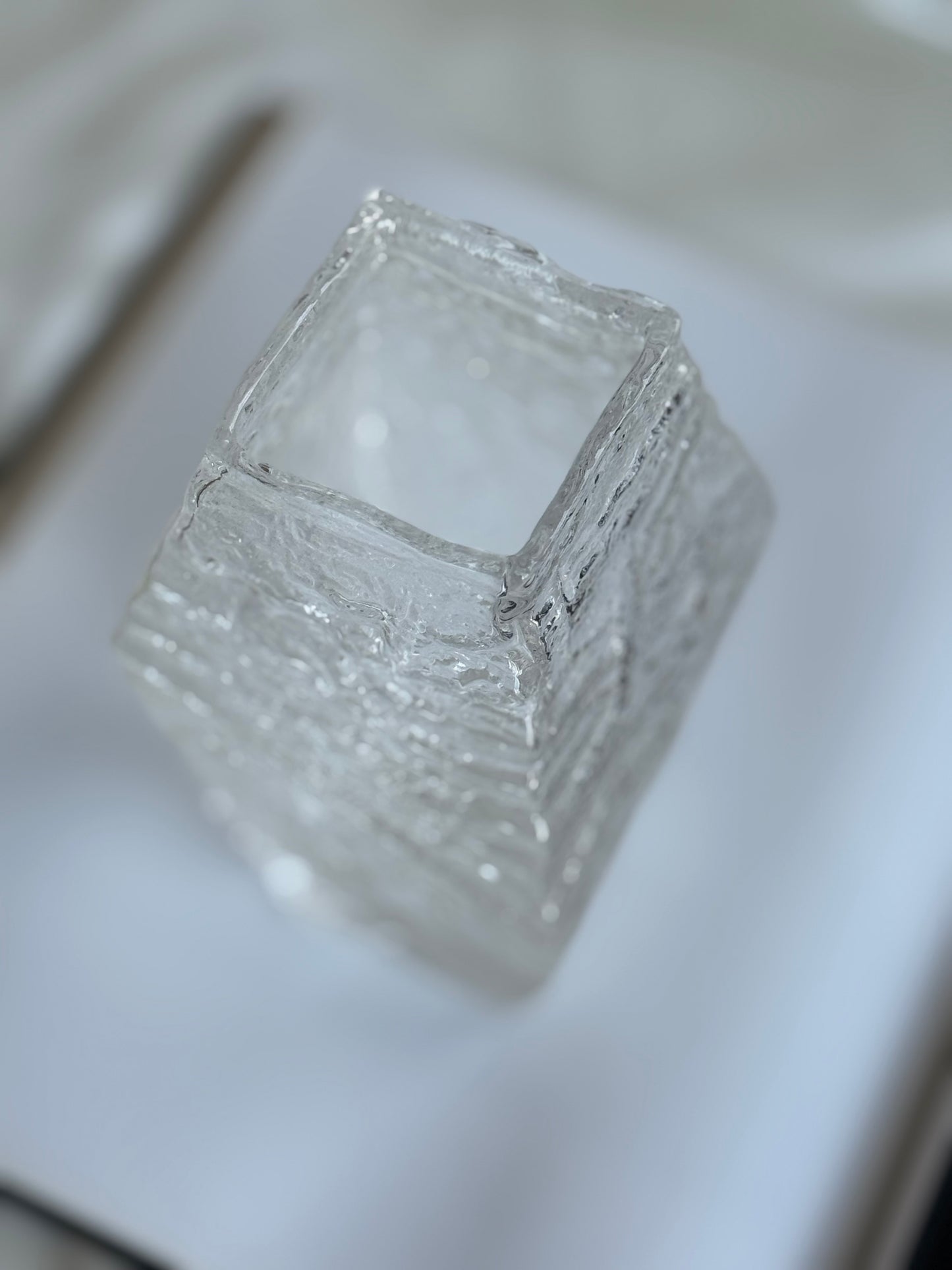 Vintage Ice Glass Vase