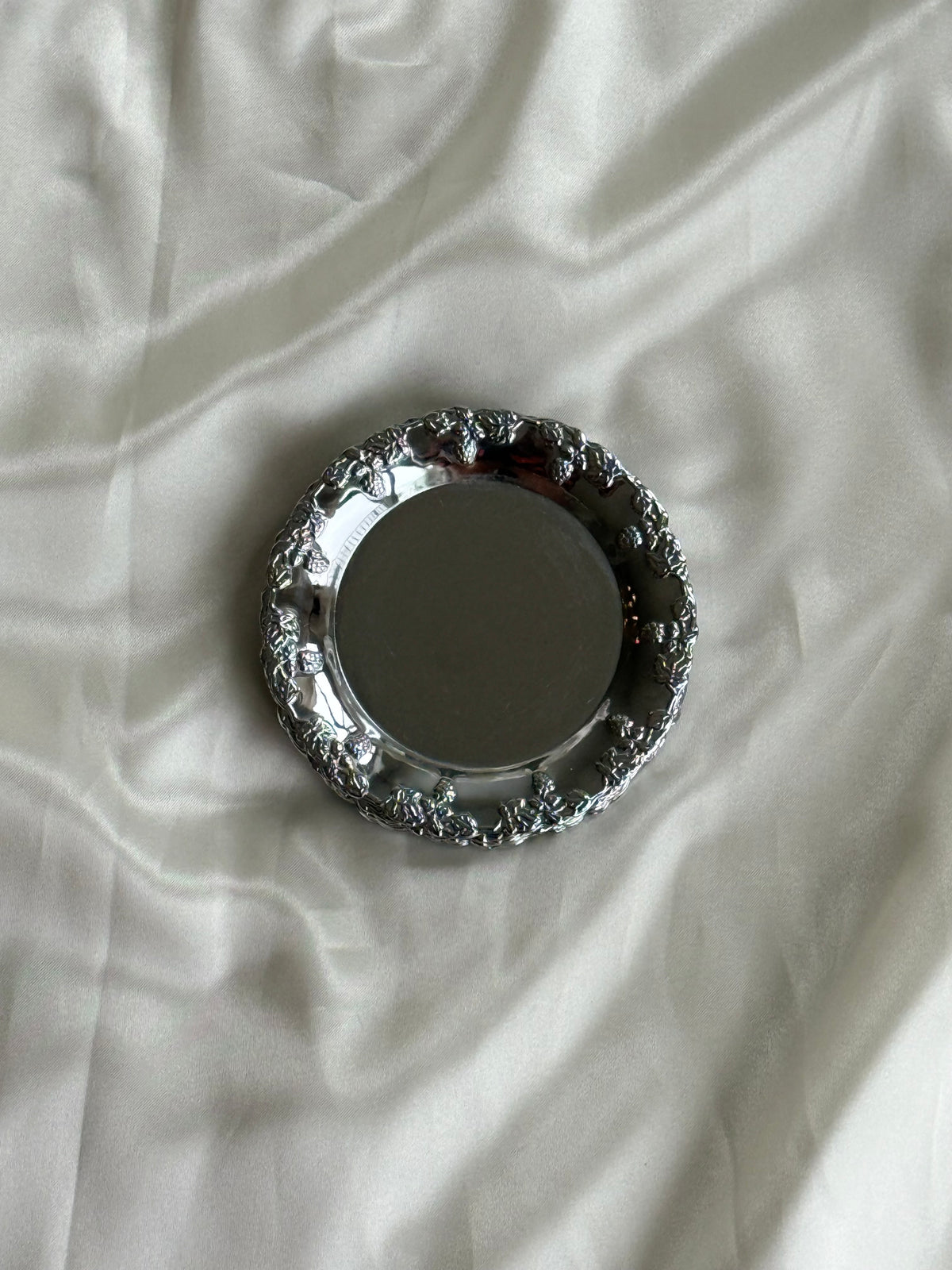 Set of 8 Vintage Ornate Silver-Tone Coasters
