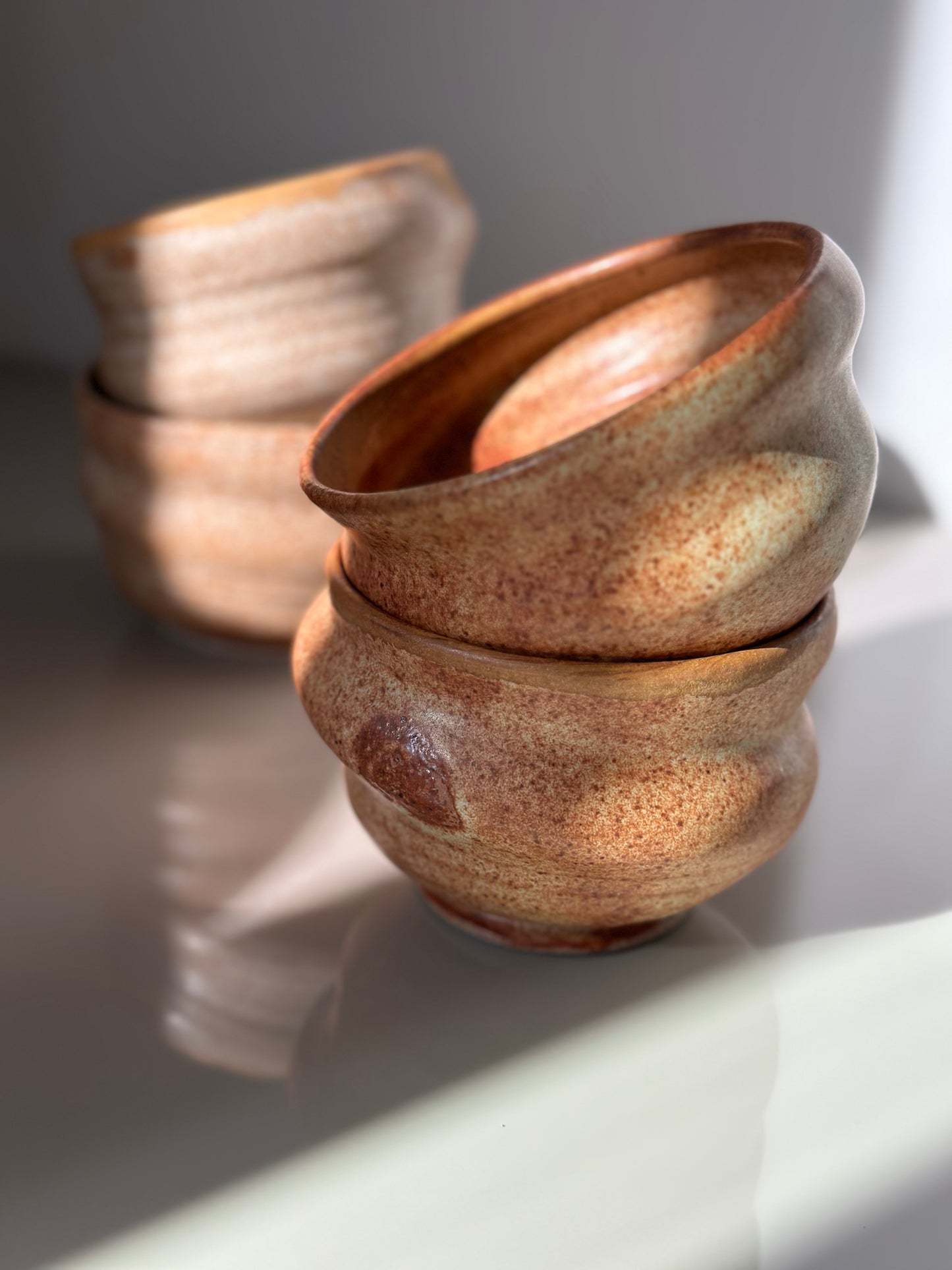 Four handmade ceramic bowls