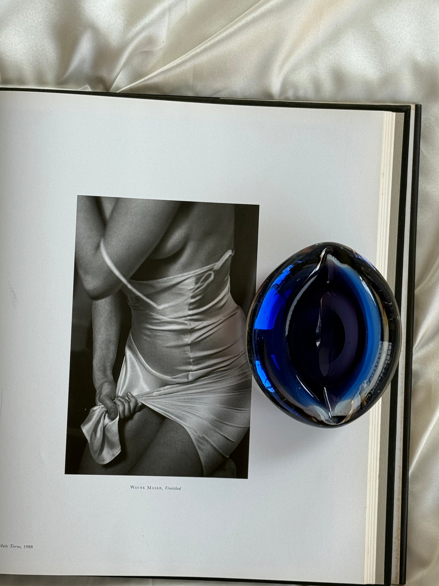 Vintage Cobalt Blue Art Glass Eye Ashtray