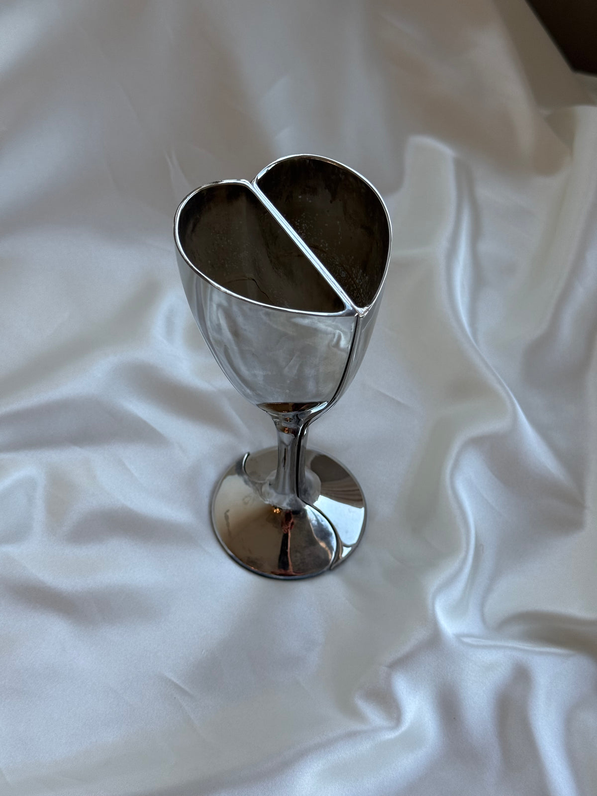 Vintage Silver-Plated Heart-Shaped Goblets — Pair