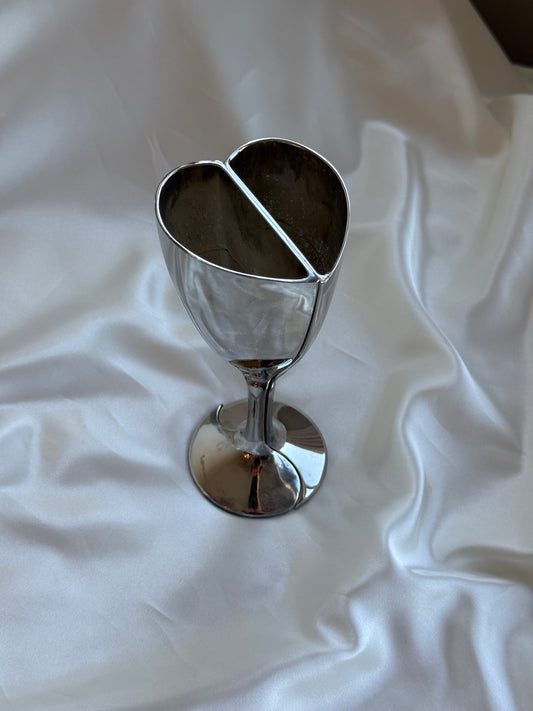 Vintage Silver-Plated Heart-Shaped Goblets — Pair