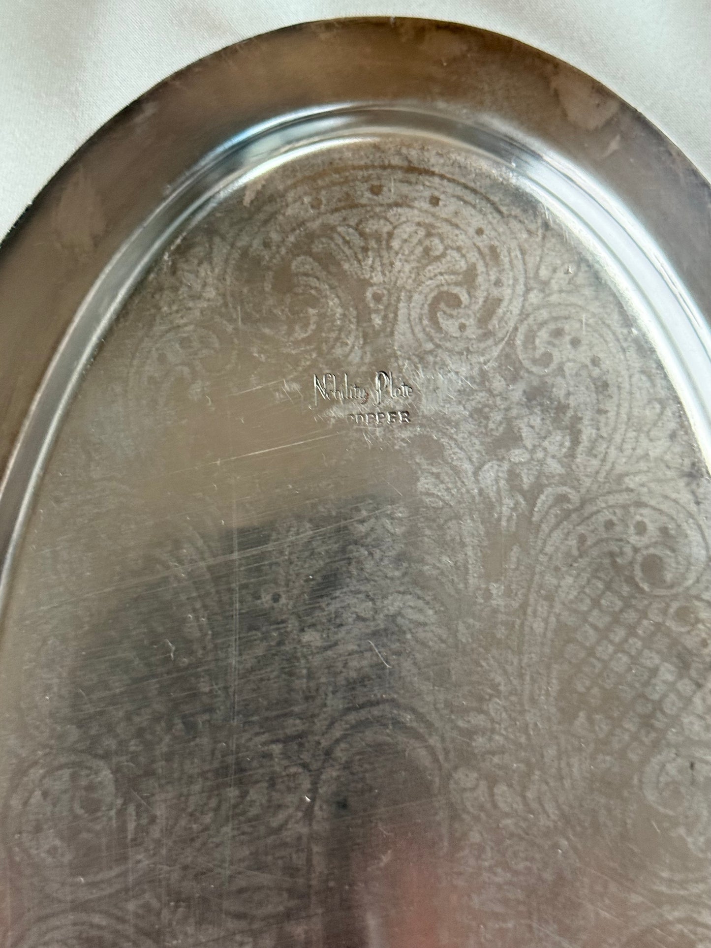 Small silver-plated oval tray