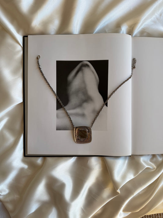 Vintage Silver-Tone Mother-of-Pearl Statement Necklace