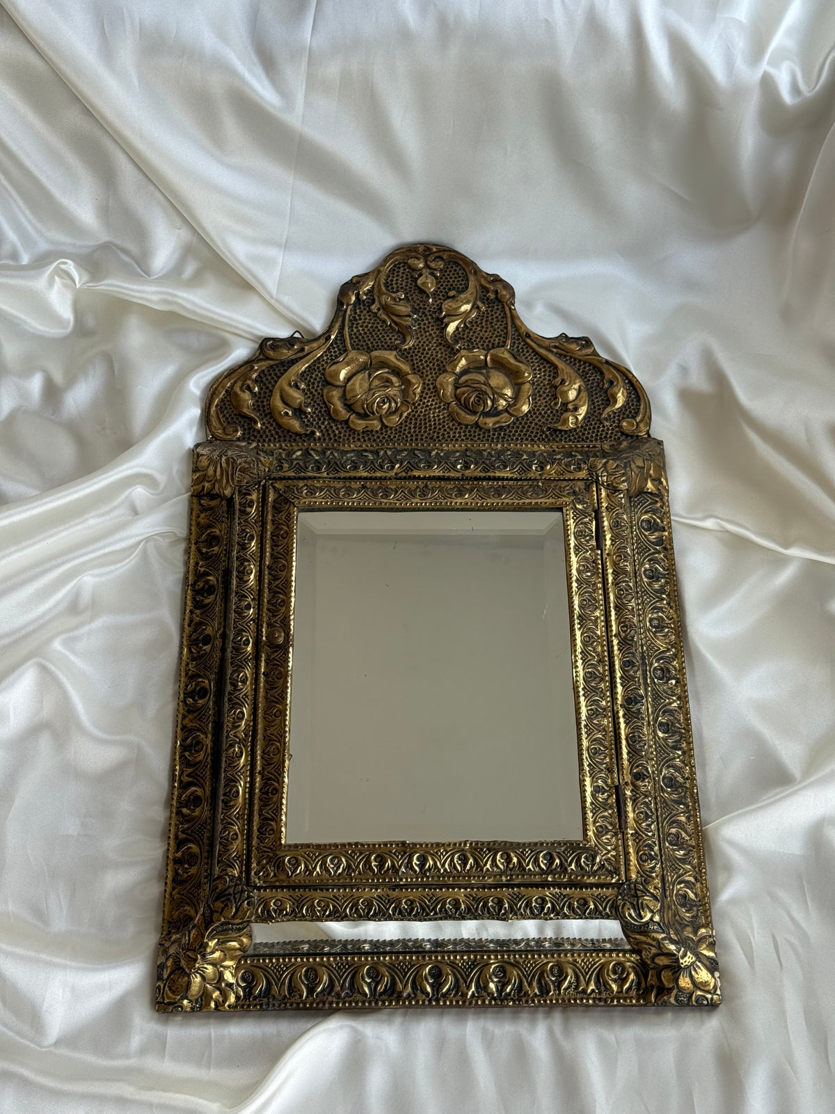 Antique Dutch Art Nouveau Brass Mirror Cabinet with Original Brushes | Circa 1900
