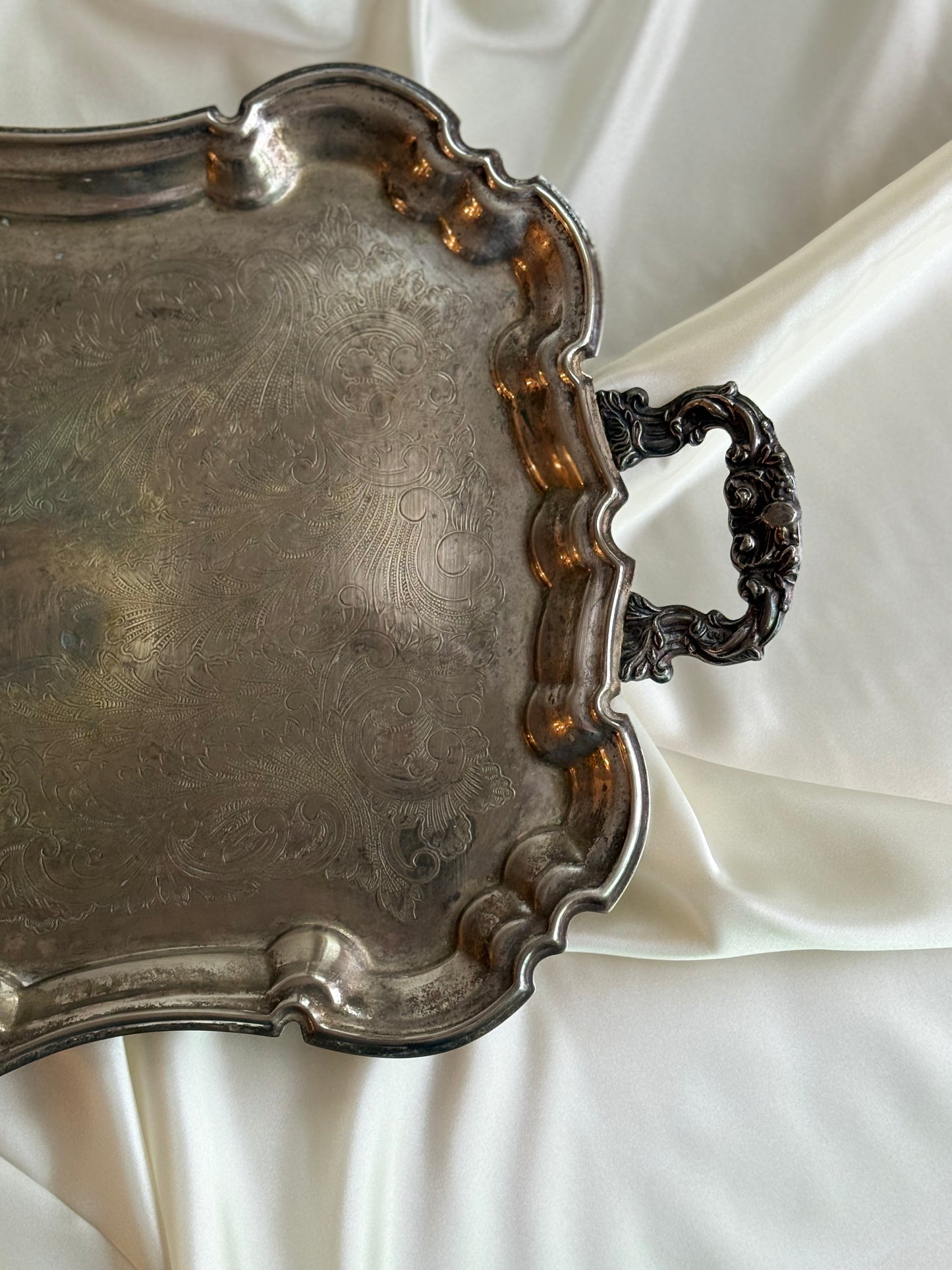 Vintage Ornate Silver-Plated Footed Tray