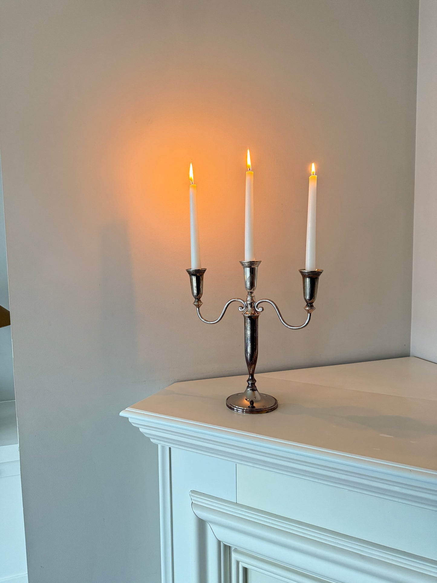 Vintage Silver-Plated Three-Arm Candelabra