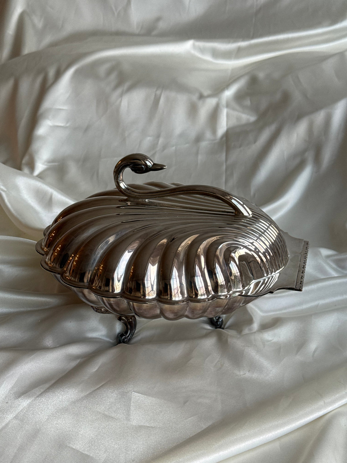 Vintage Leonard Silver Plated Swan & Shell Serving Dish