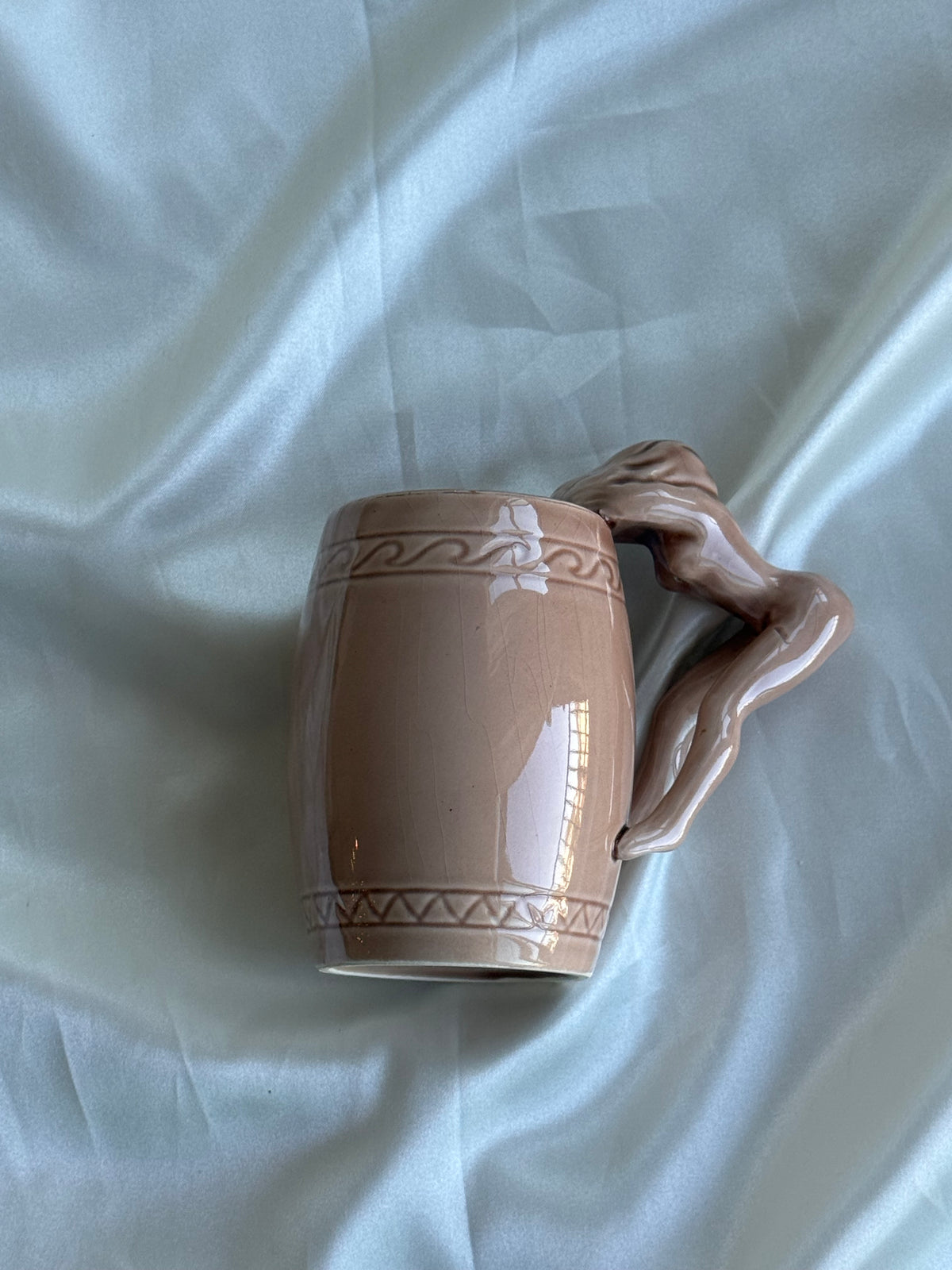 Vintage 1970s Japanese Nude Woman Ceramic Mug – Sculptural Figural Handle