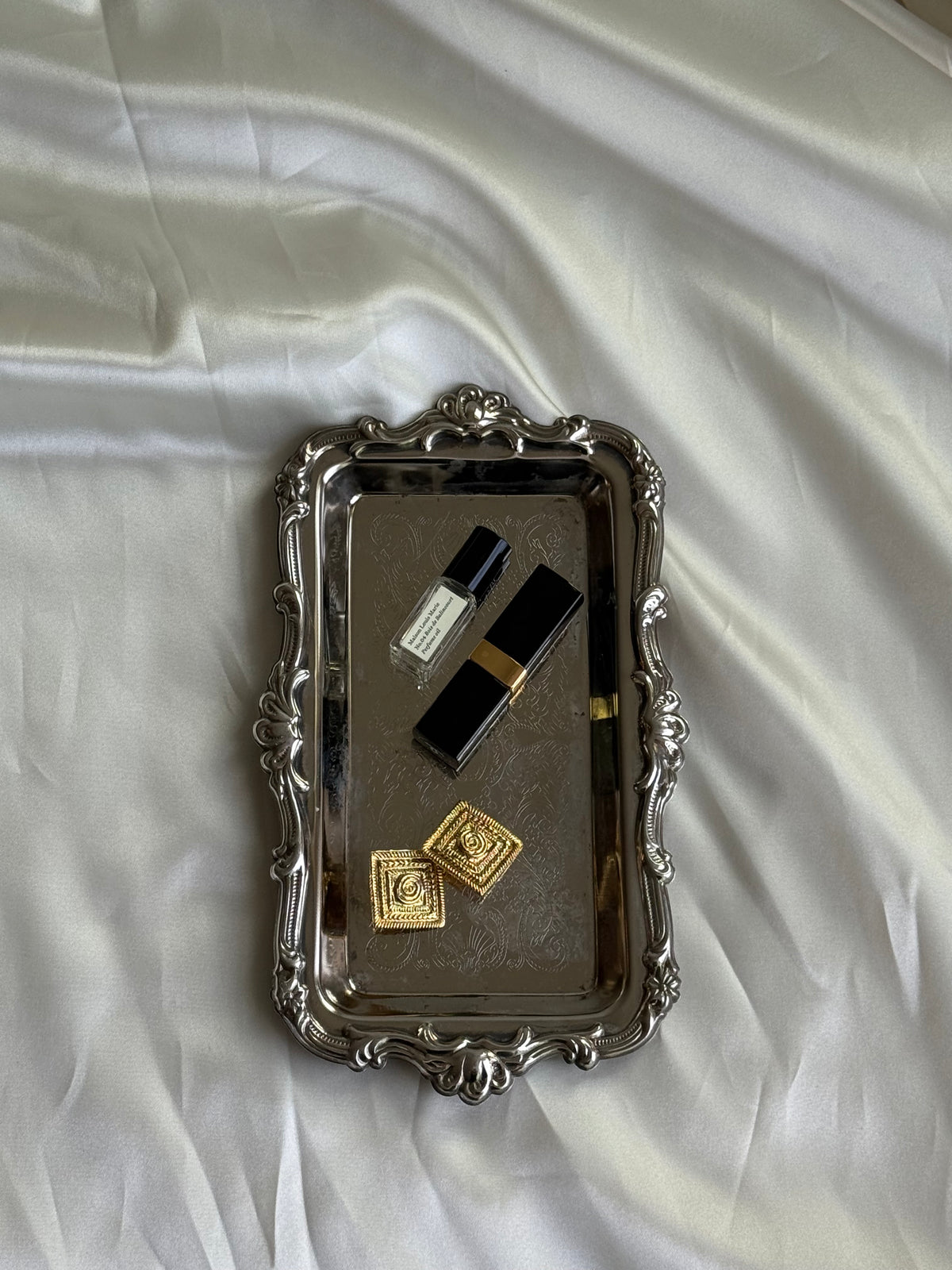 Vintage Silver-Plated Ornate Vanity Tray