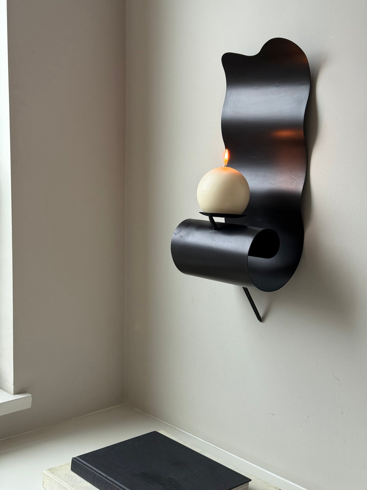 Sculptural Dark Metal Wall Sconce