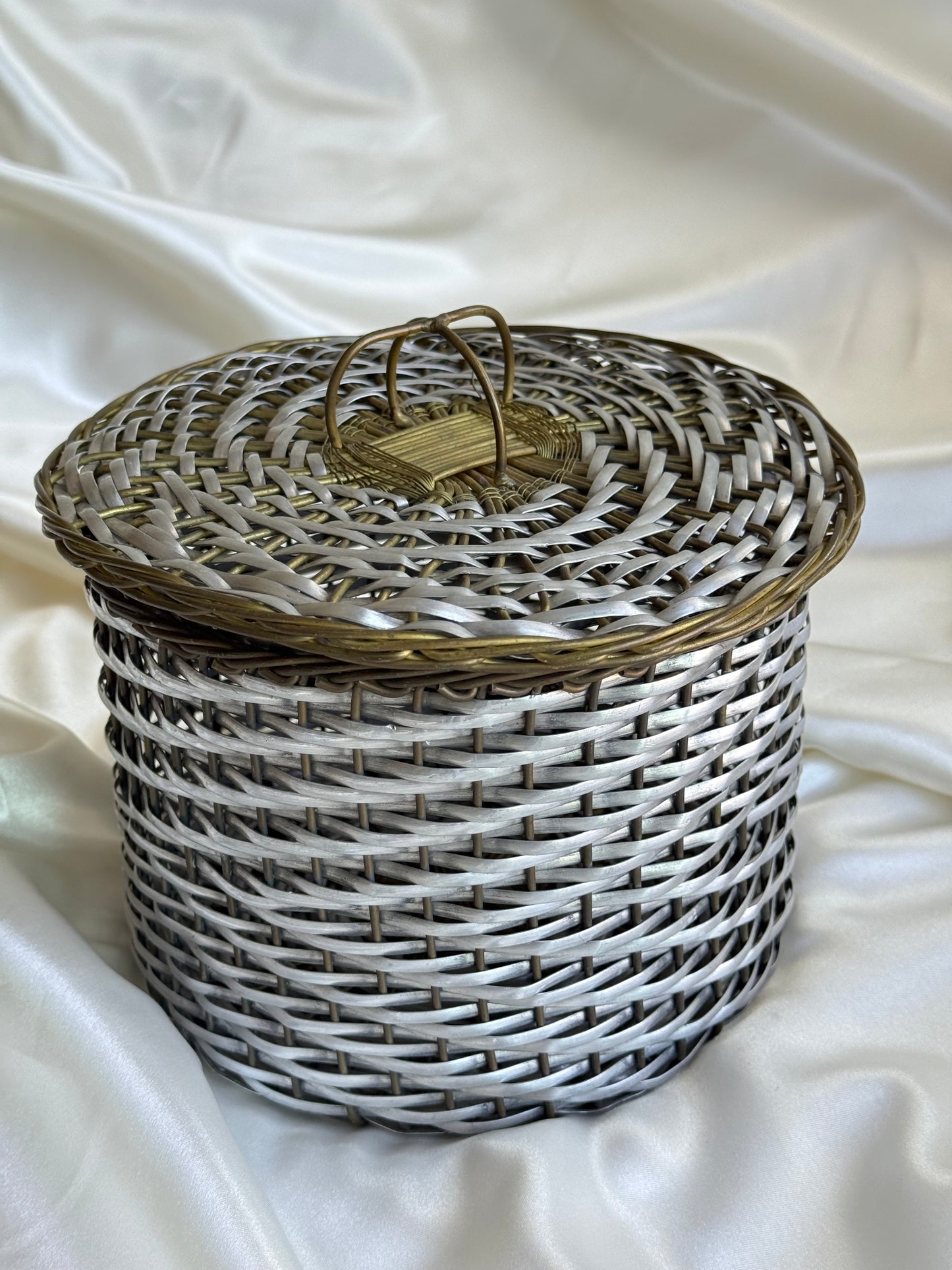 Vintage Woven Lidded Basket