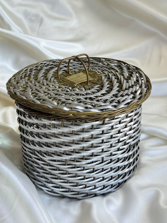 Vintage Woven Lidded Basket