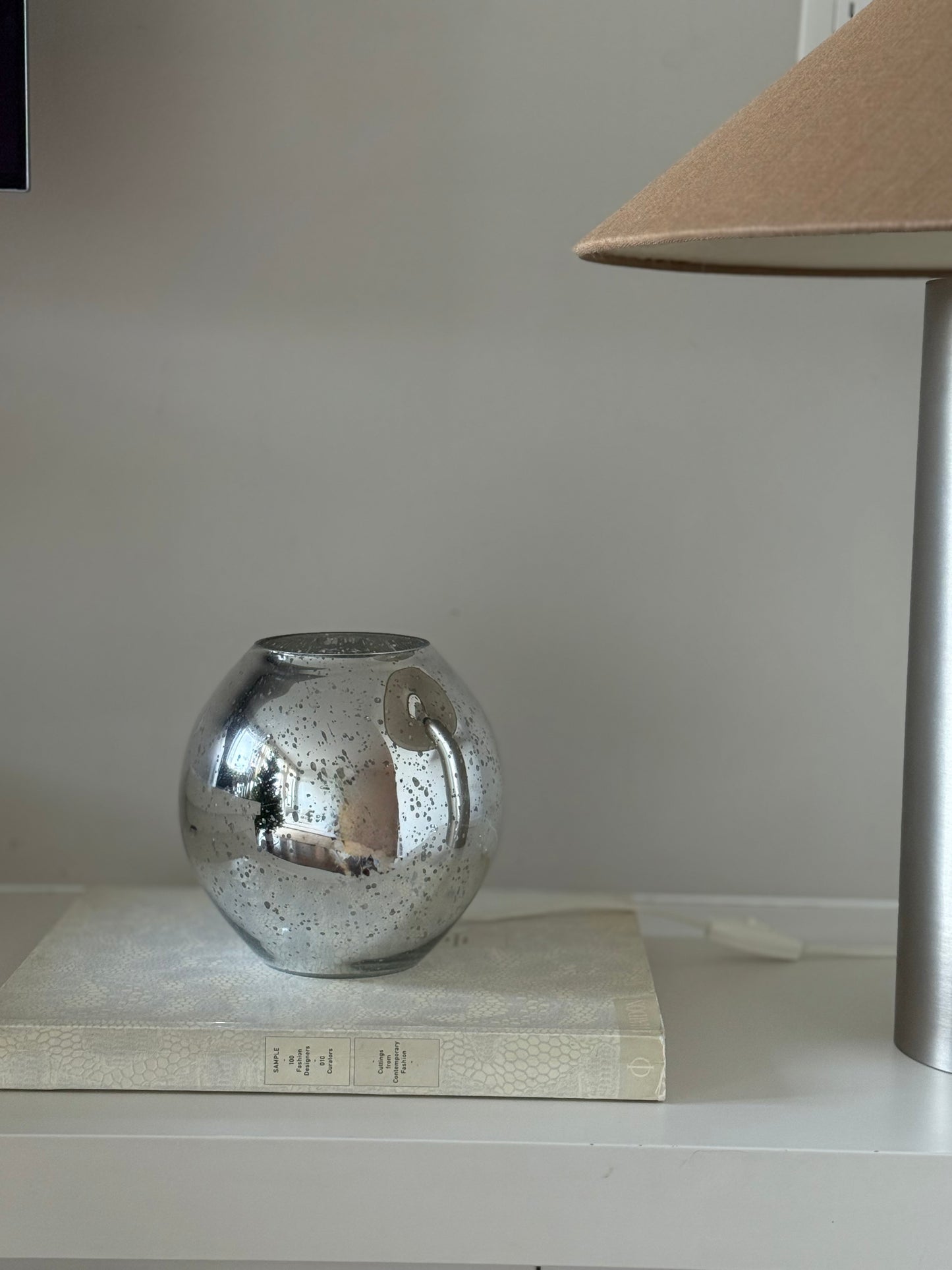 IKEA Knubbig 7” Metallic Silver Glass Globe Table Lamp