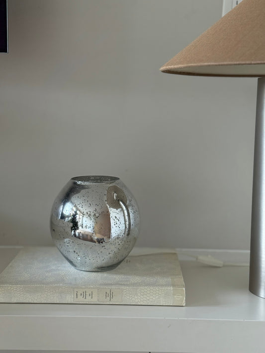 IKEA Knubbig 7” Metallic Silver Glass Globe Table Lamp